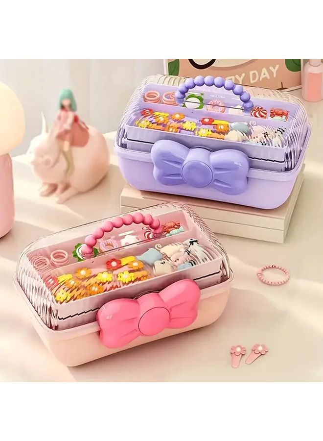 Pink Multi Layer Storage Box With Transparent Lid For Jewelry Cosmetics Toys - Image 1